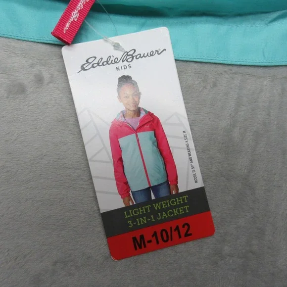 Eddie Bauer Jacket Kids Medium 10/12 Pink Waterproof Removable Liner 3in1 NEW